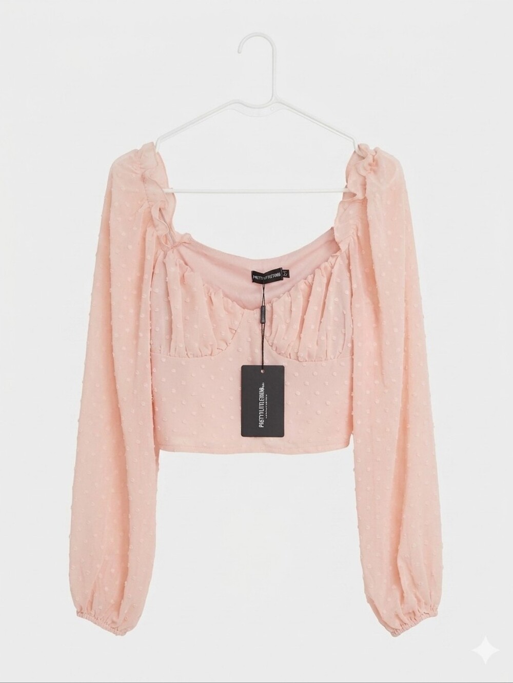Fairycore Blush Pink Puff-Sleeve Crop Top Balletcore Boho